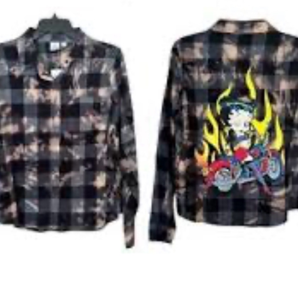 Betty Boop Black and Pink Plaid Shirt